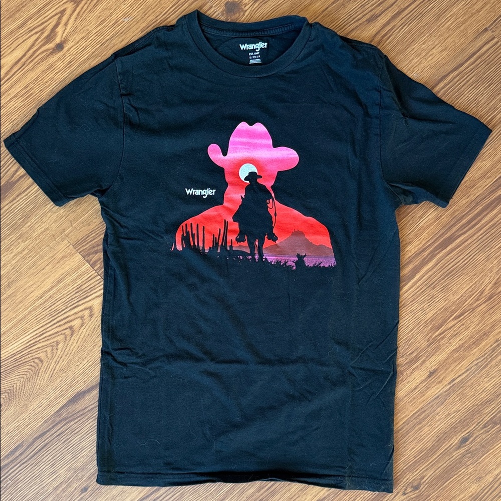 Wrangler Black and Red Cowboy Silhouette Tee